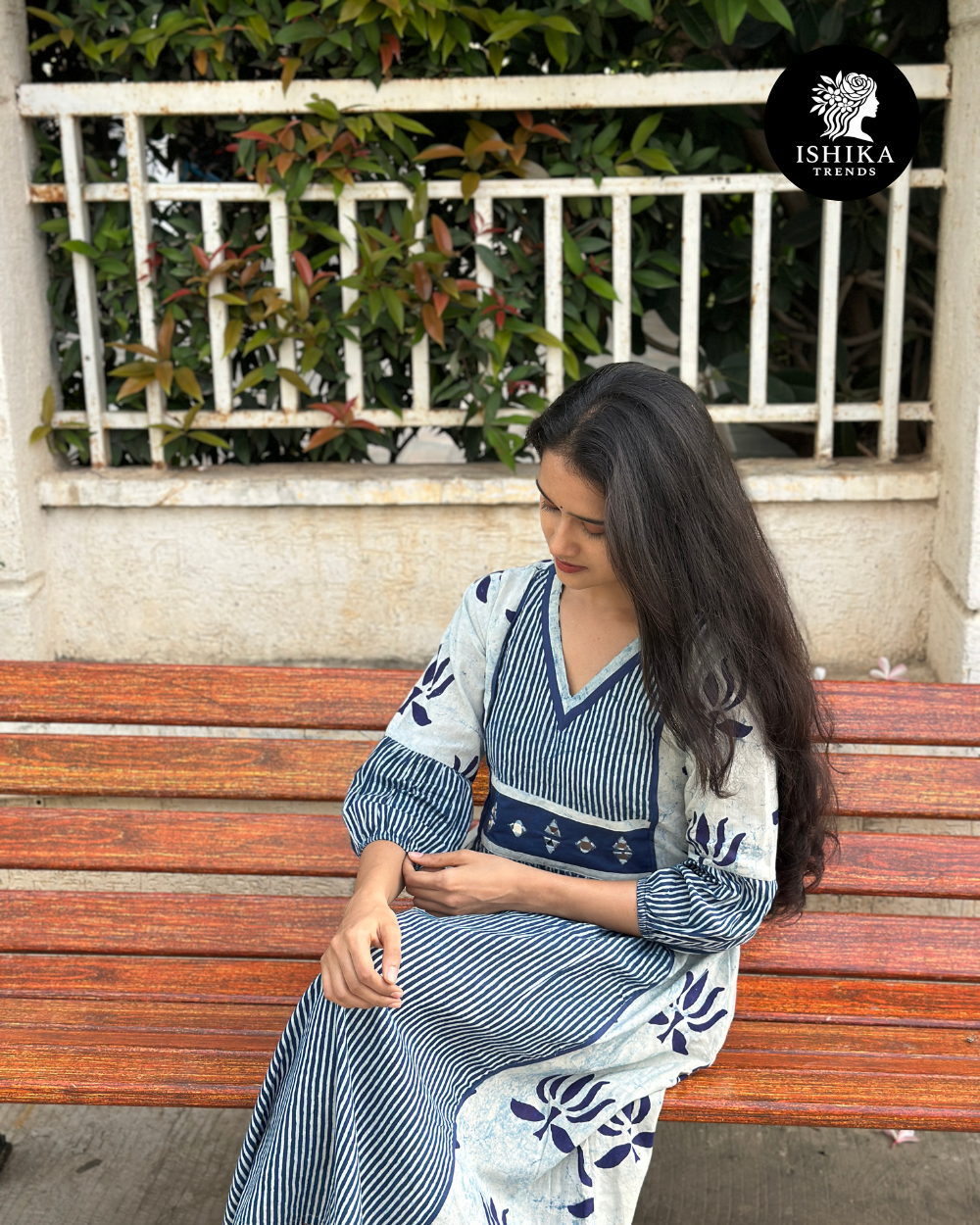 Grey & Indigo Cotton Gown