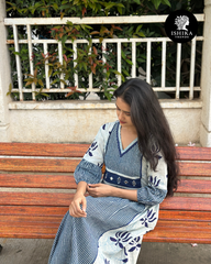 Grey & Indigo Cotton Gown