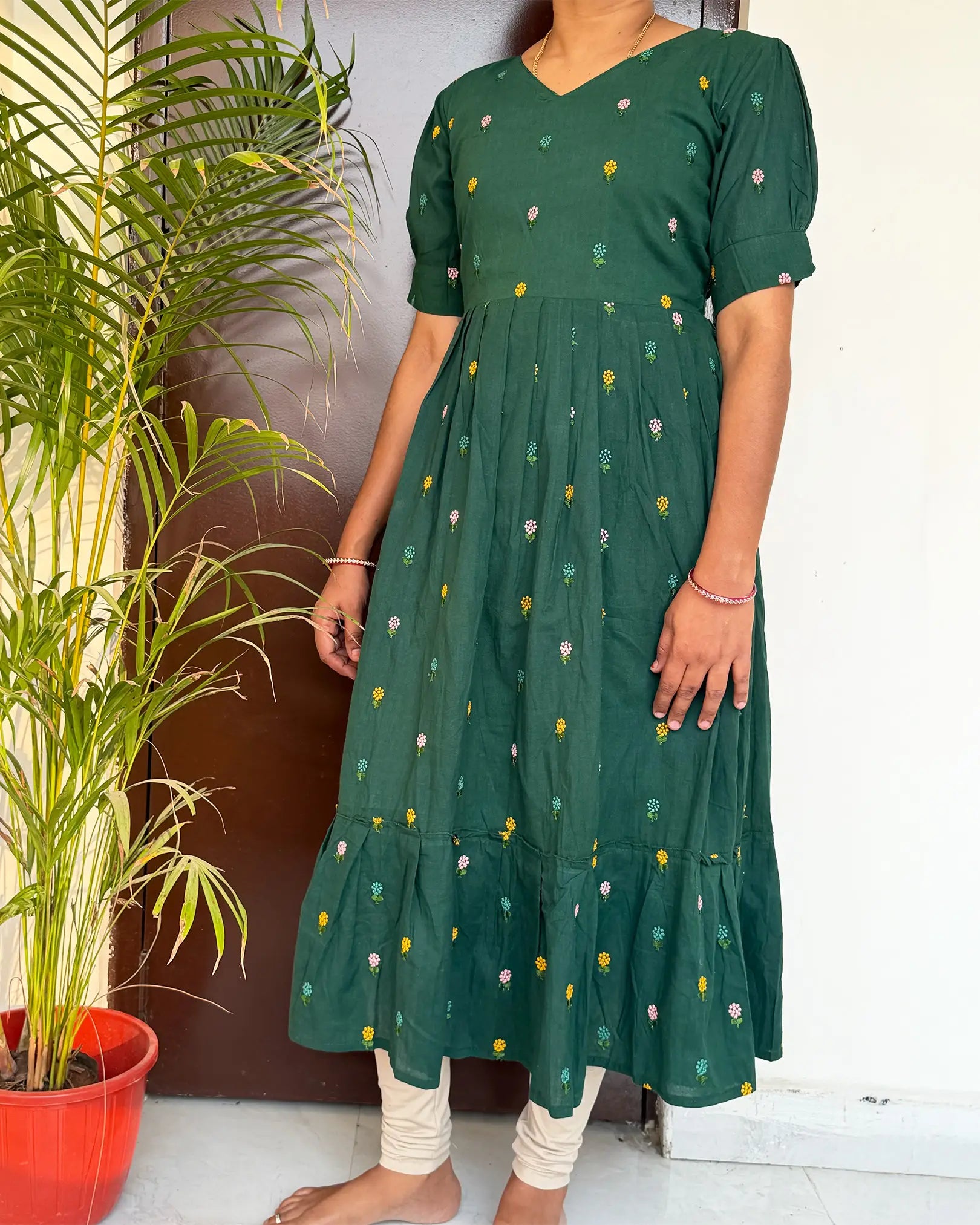 Dark Green Cotton Gown