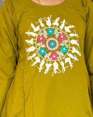 Mehendi Bloom Cotton A-Line Kurti