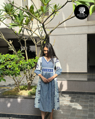 Grey & Indigo Cotton Gown