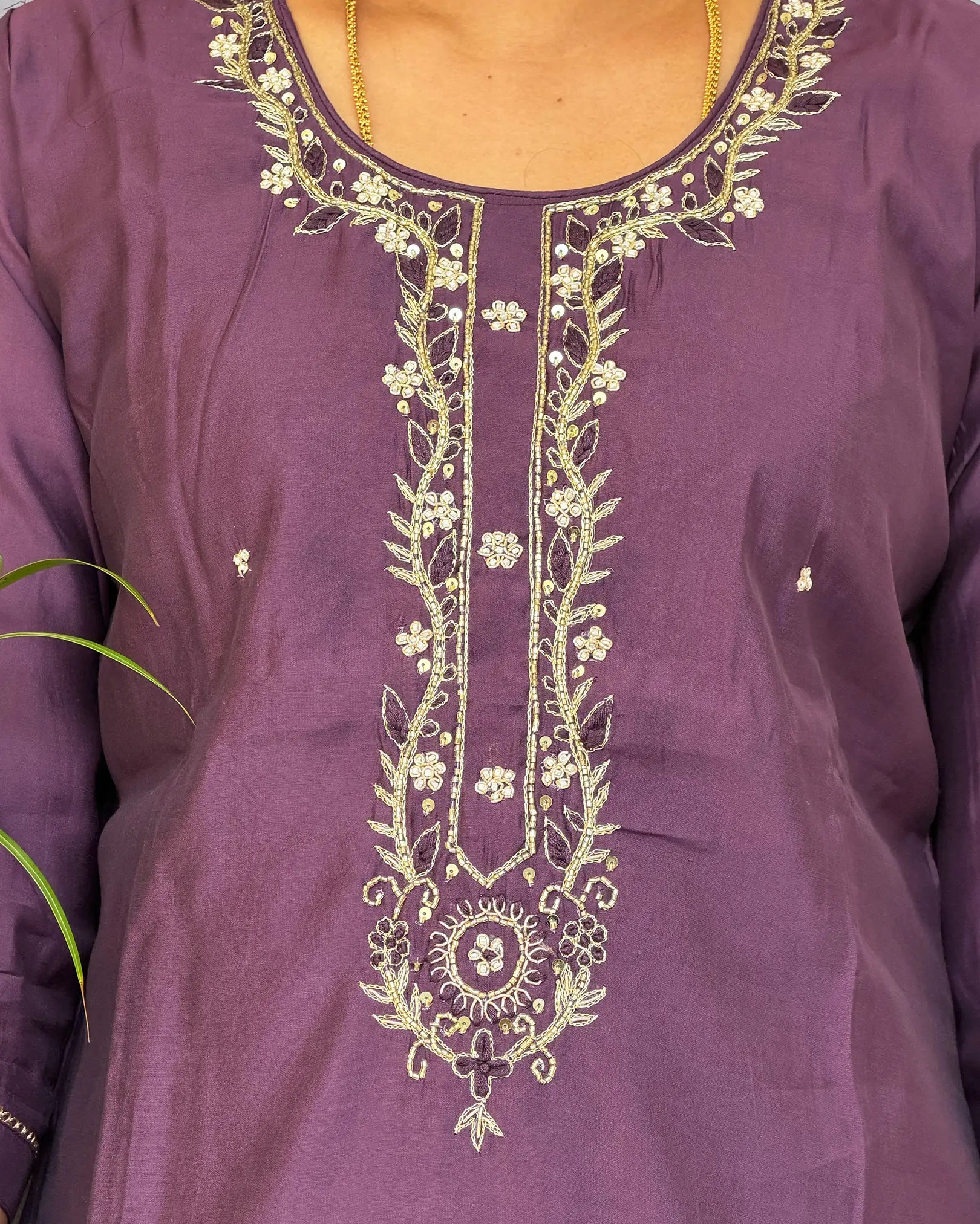 Burgundy Silk Kurta