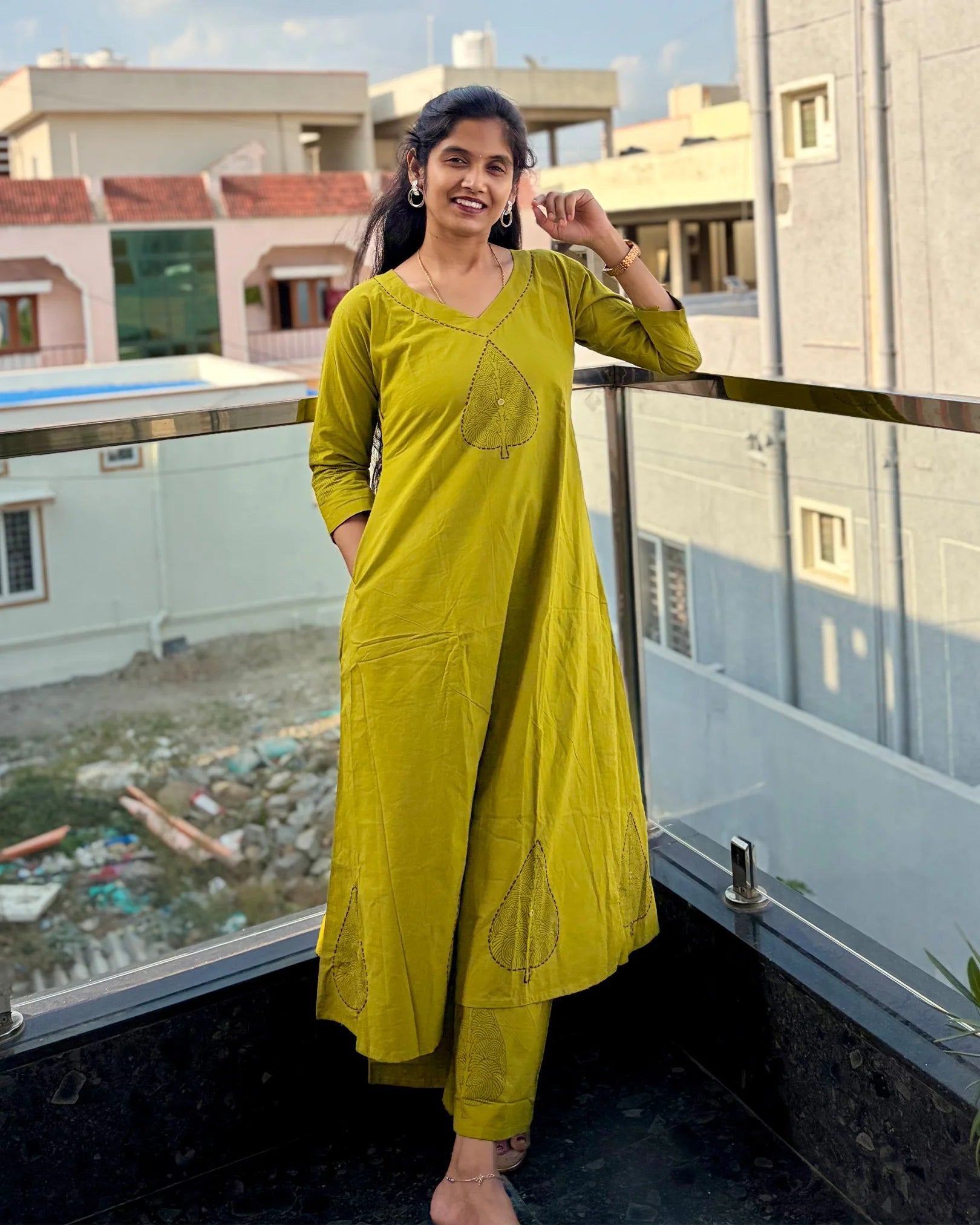 Mehendi Green Cotton Co-ord Set