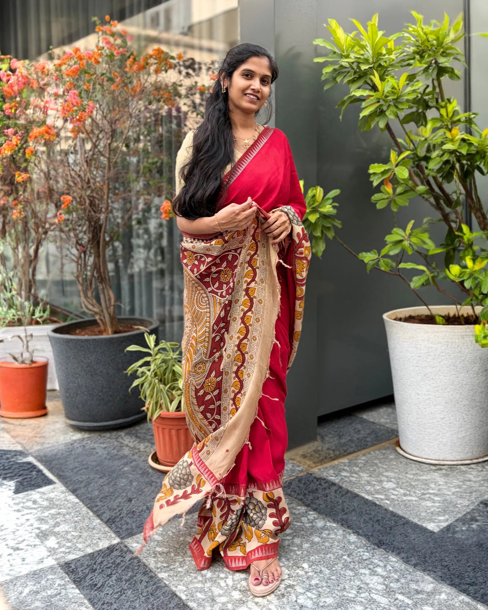 Red Mangalagiri Saree