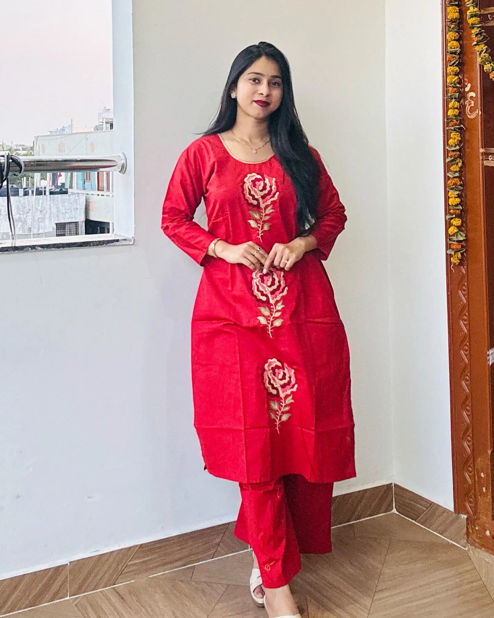 Rust Orange Dhabu Cotton Co-ord Set