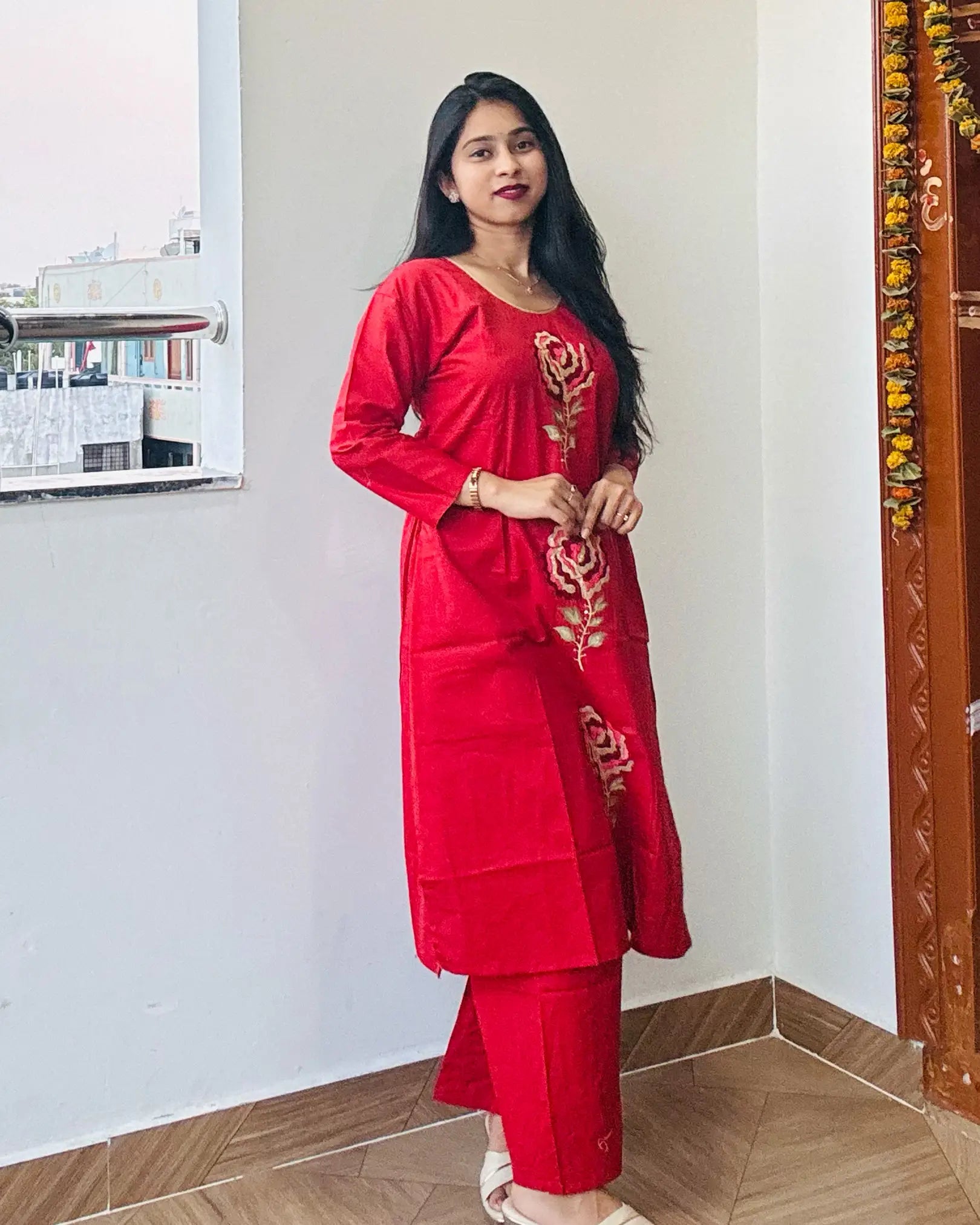 Rust Orange Dhabu Cotton Co-ord Set
