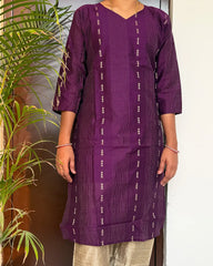 Purple Rawsilk 3pc kurti set