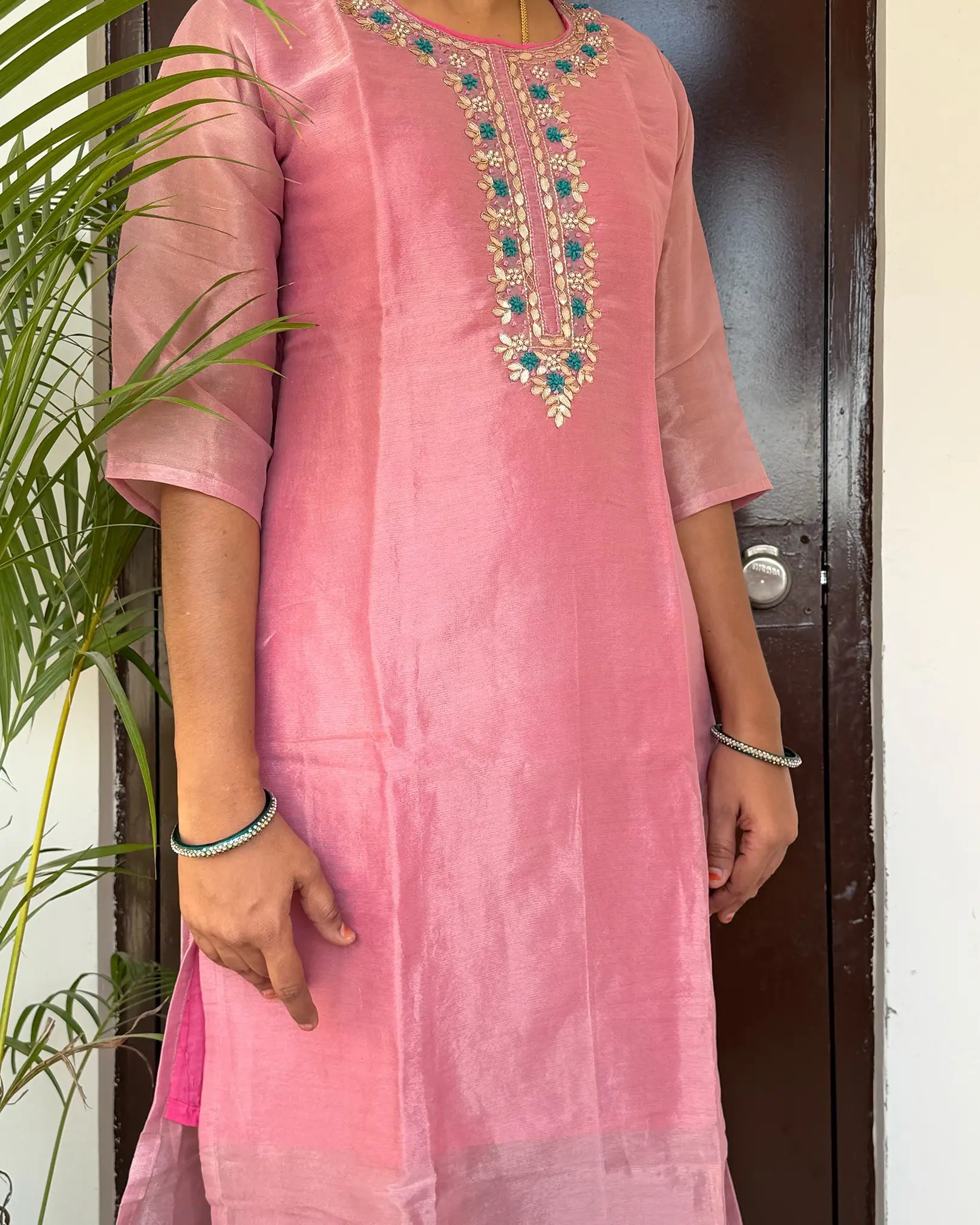 Light Pink Shimmer kurta set