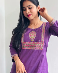 Purple Dhabu Cotton Co-ord Set
