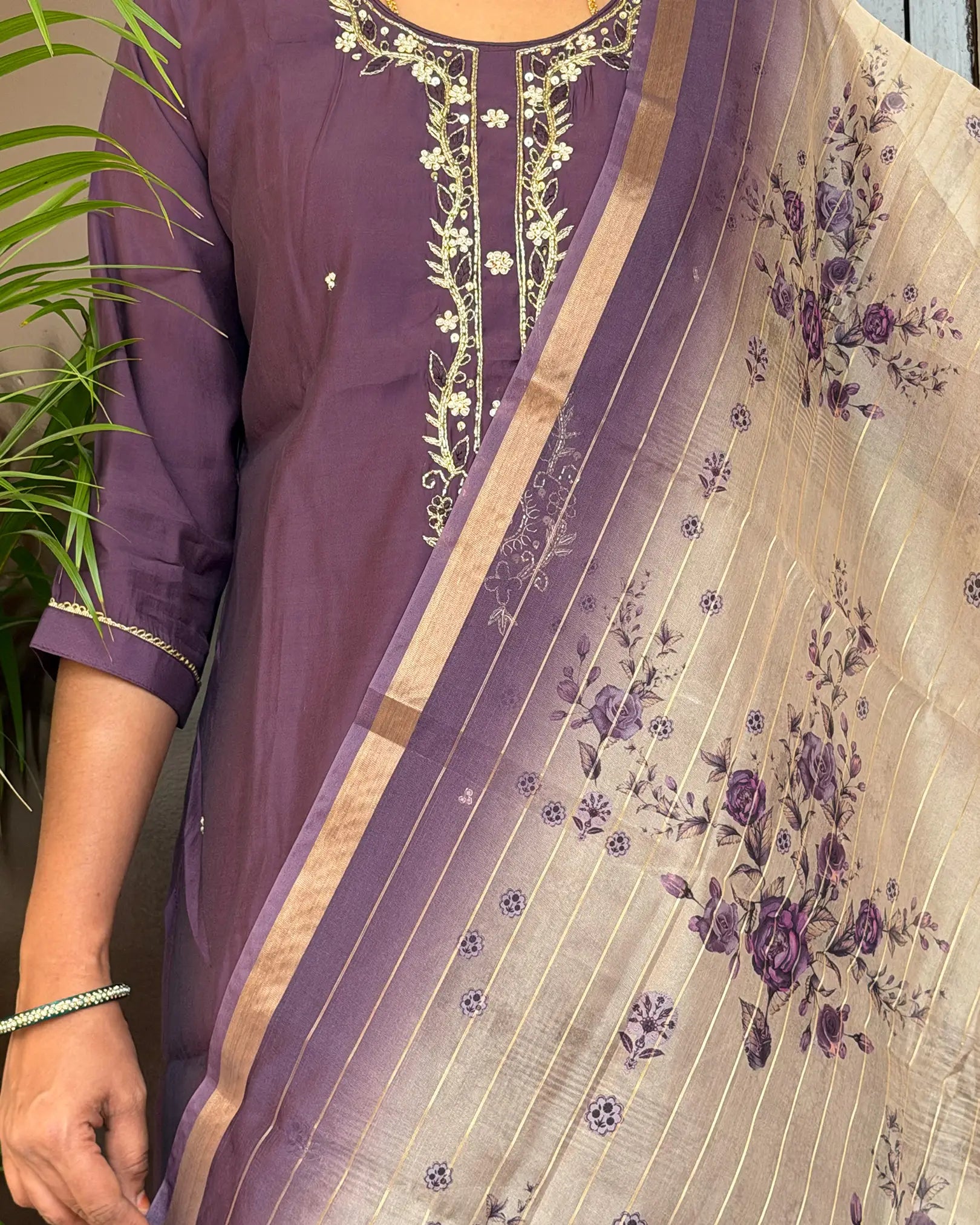 Burgundy Silk Kurta