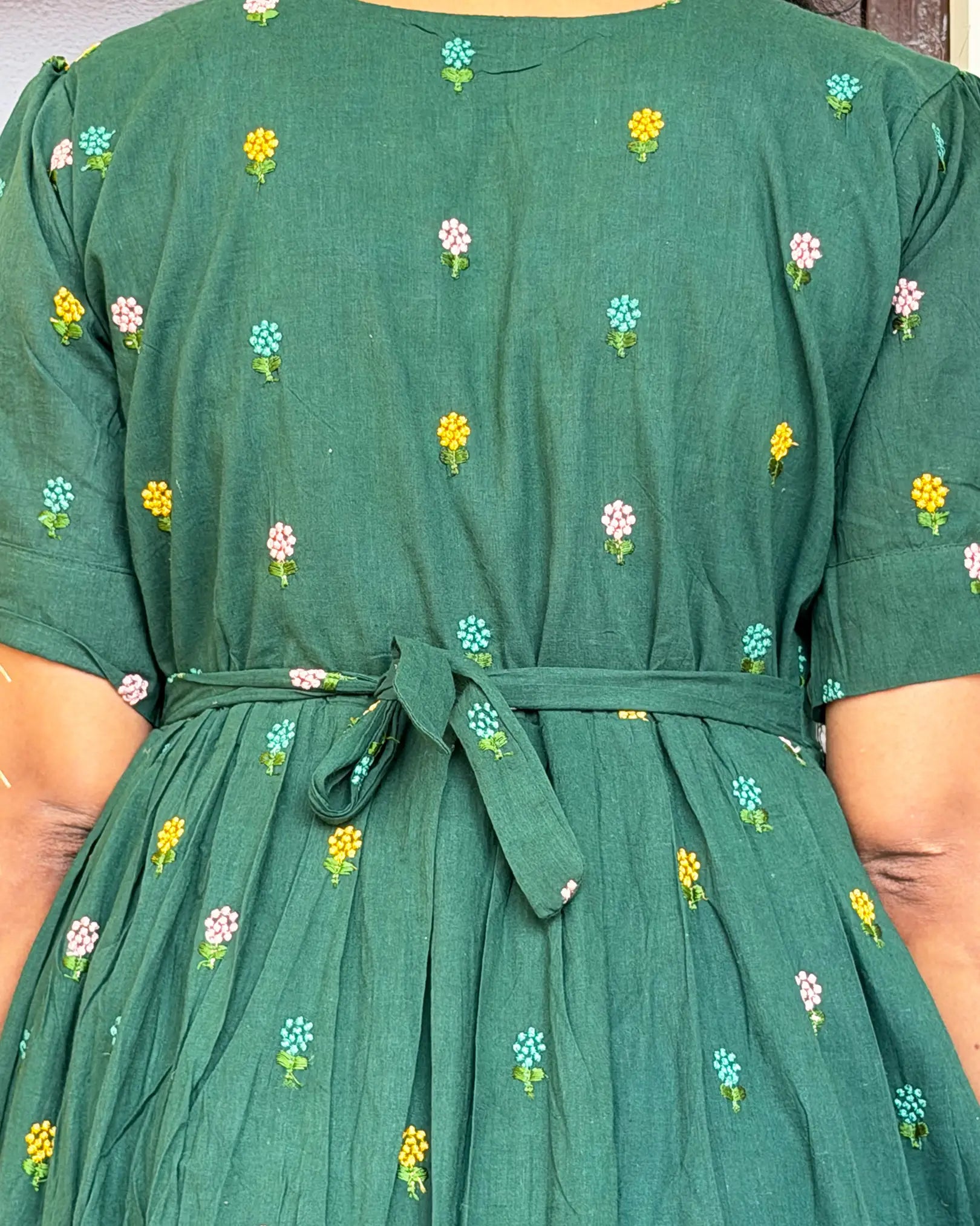 Dark Green Cotton Gown