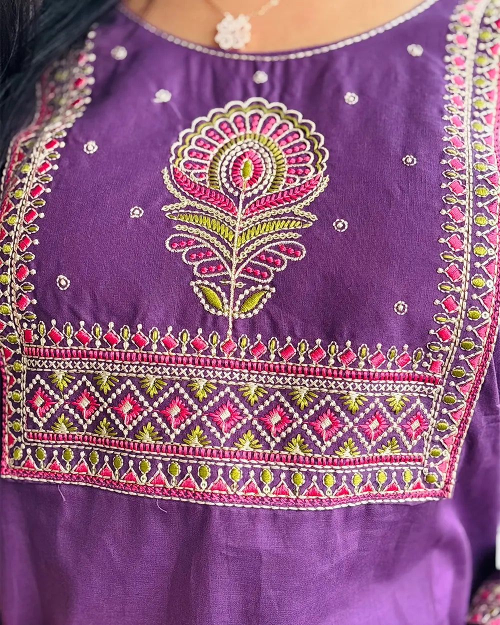Purple Dhabu Cotton Co-ord Set