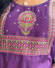Purple Dhabu Cotton Co-ord Set