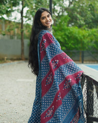 Blue Cotton Anarkali
