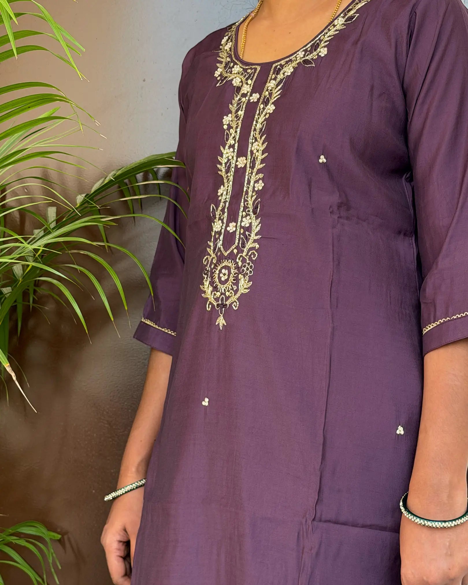 Burgundy Silk Kurta