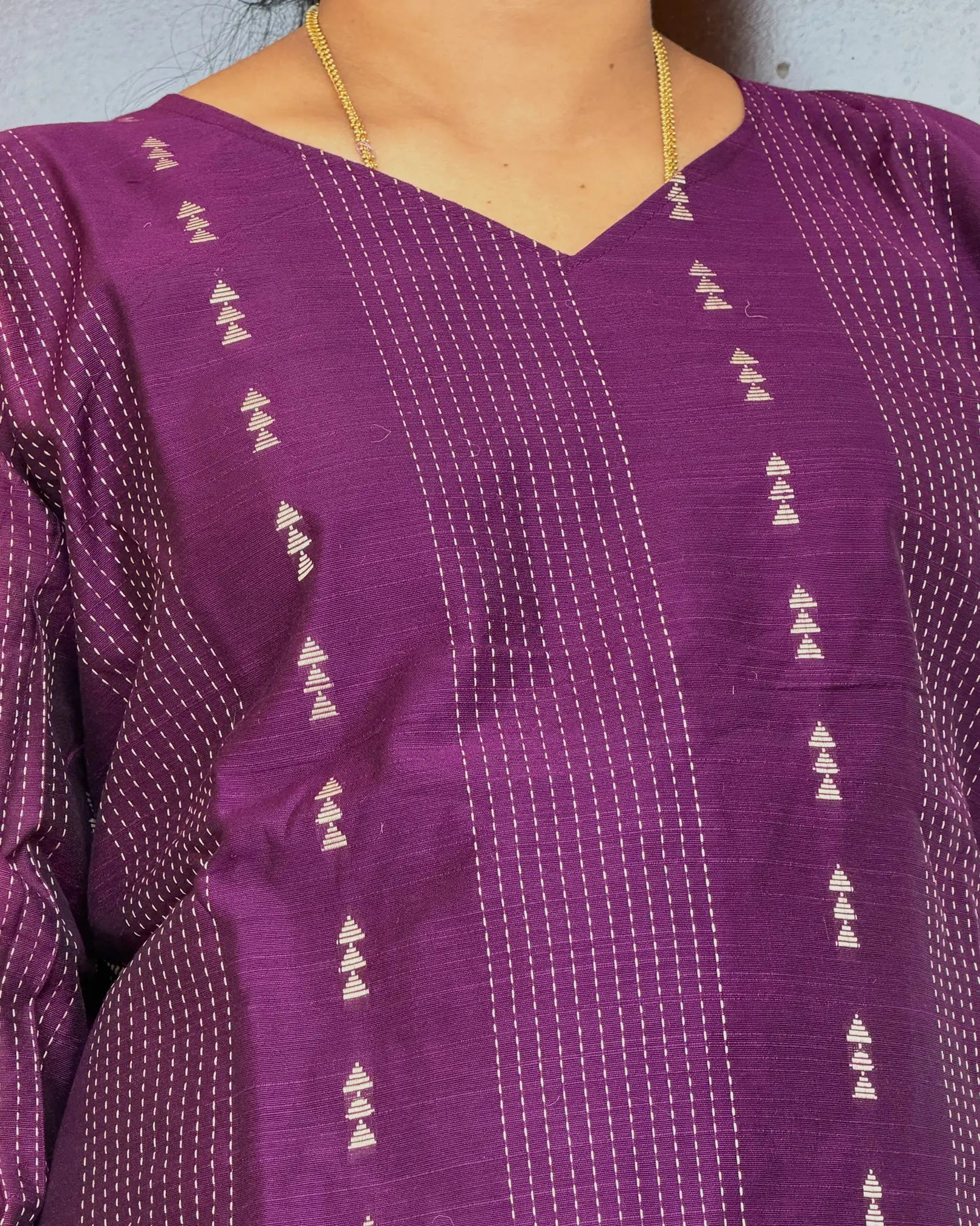 Purple Rawsilk 3pc kurti set