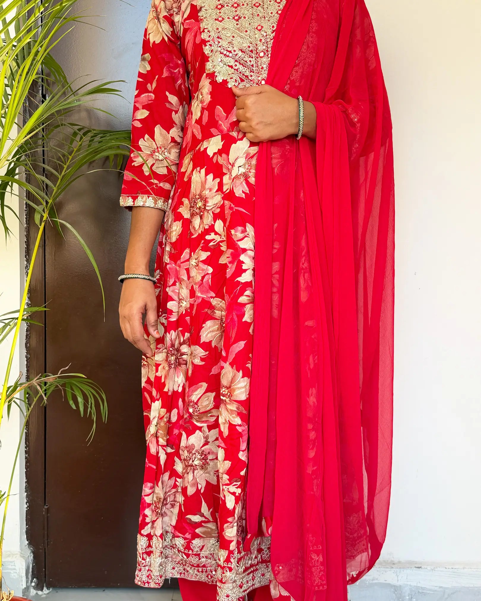 Crimson Flow Anarkali
