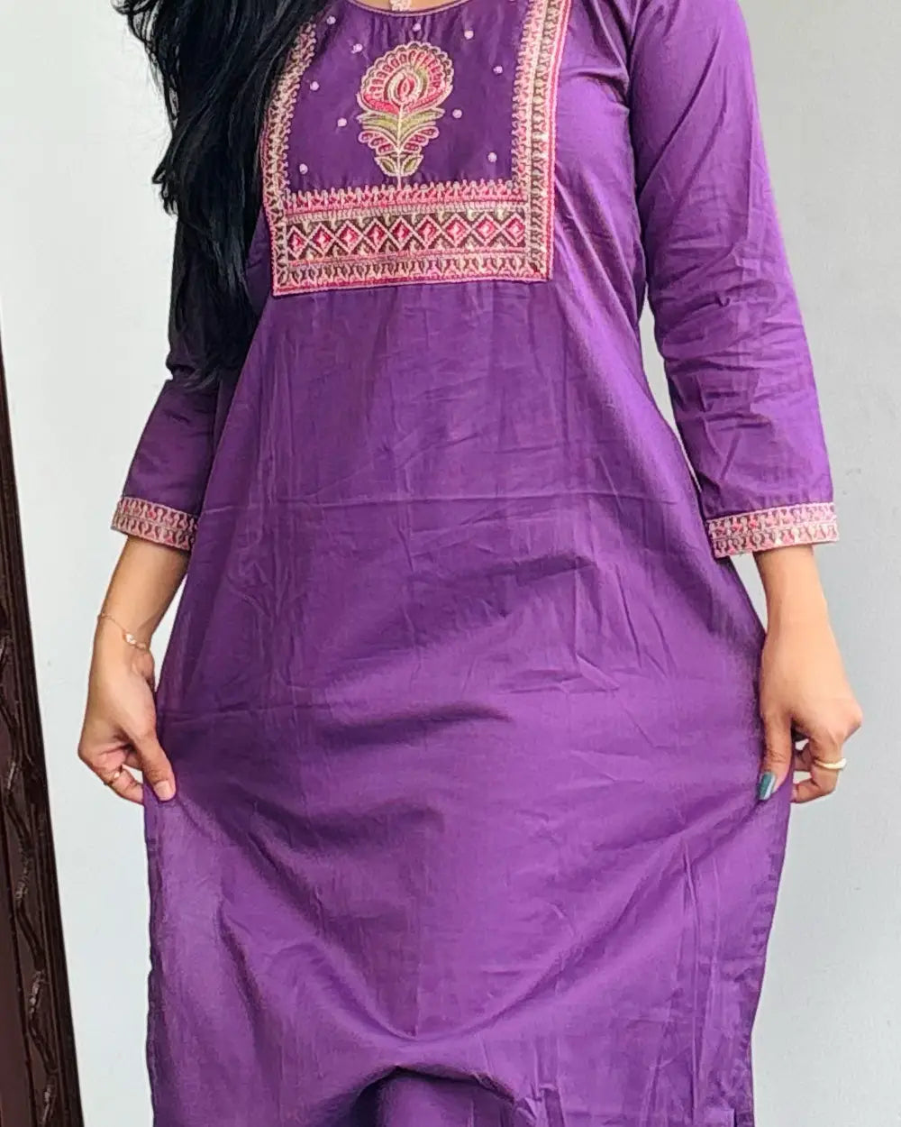 Purple Dhabu Cotton Co-ord Set