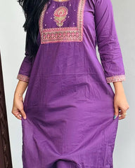 Purple Dhabu Cotton Co-ord Set
