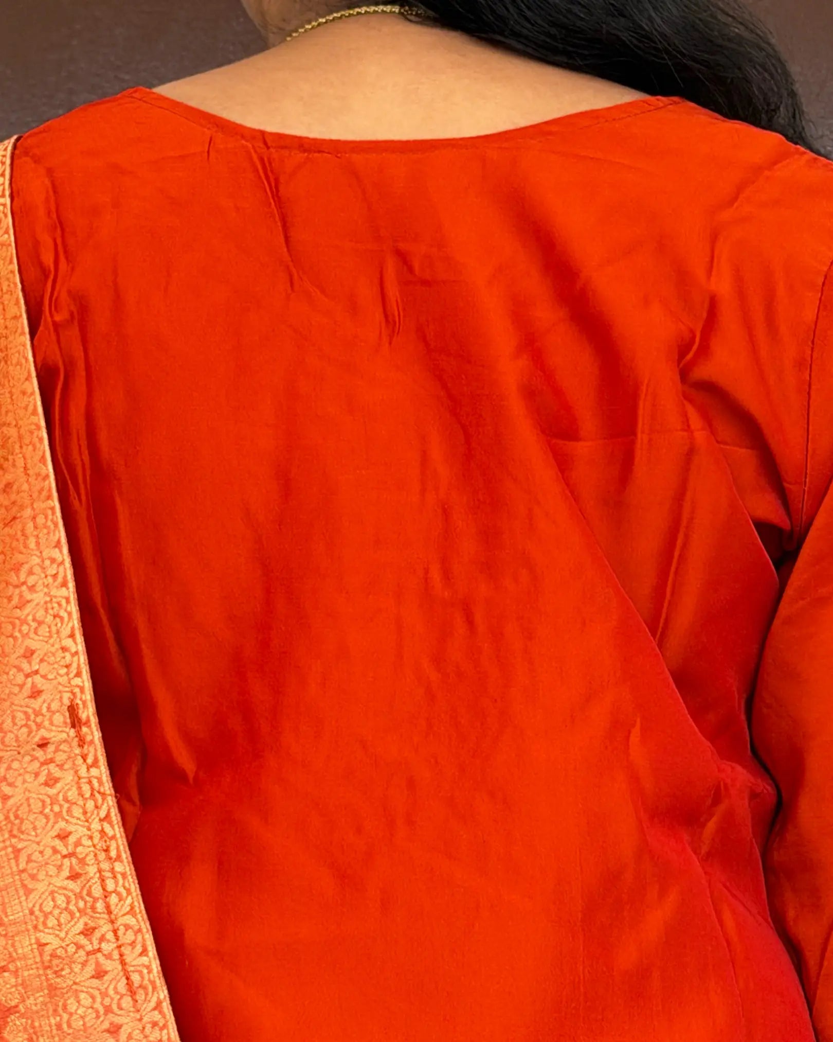 Rust Orange Muslin kurti set
