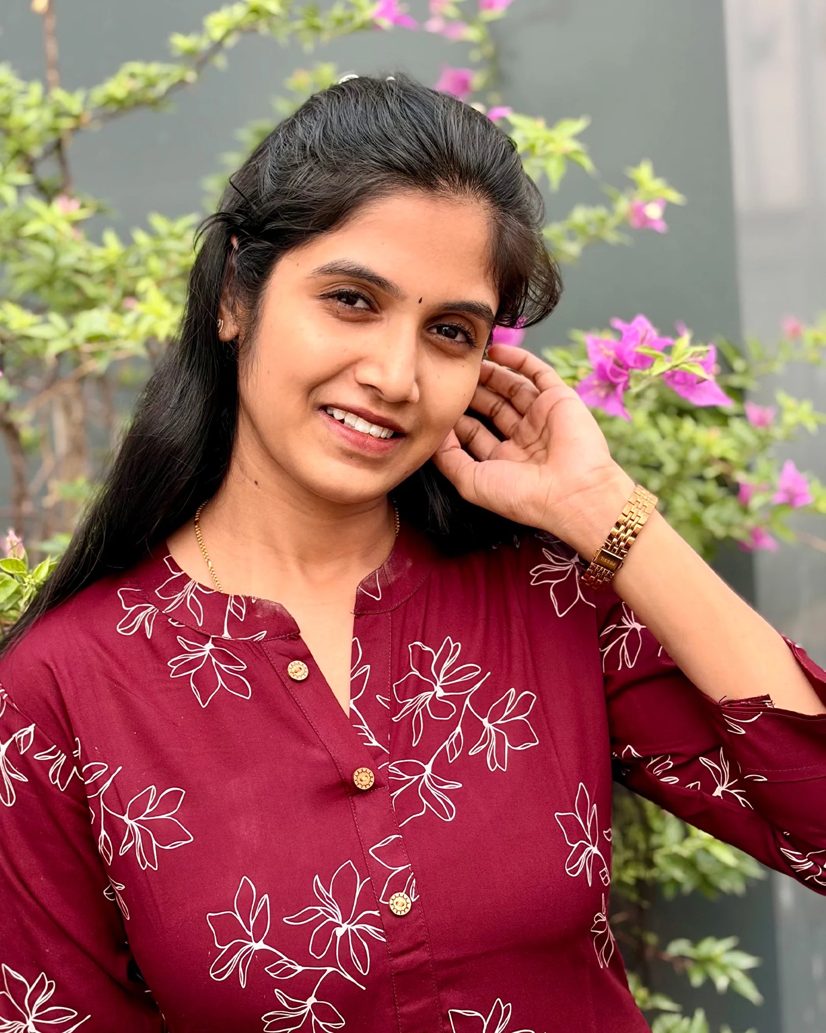 Burgundy Rayon Cotton Co-ord Set