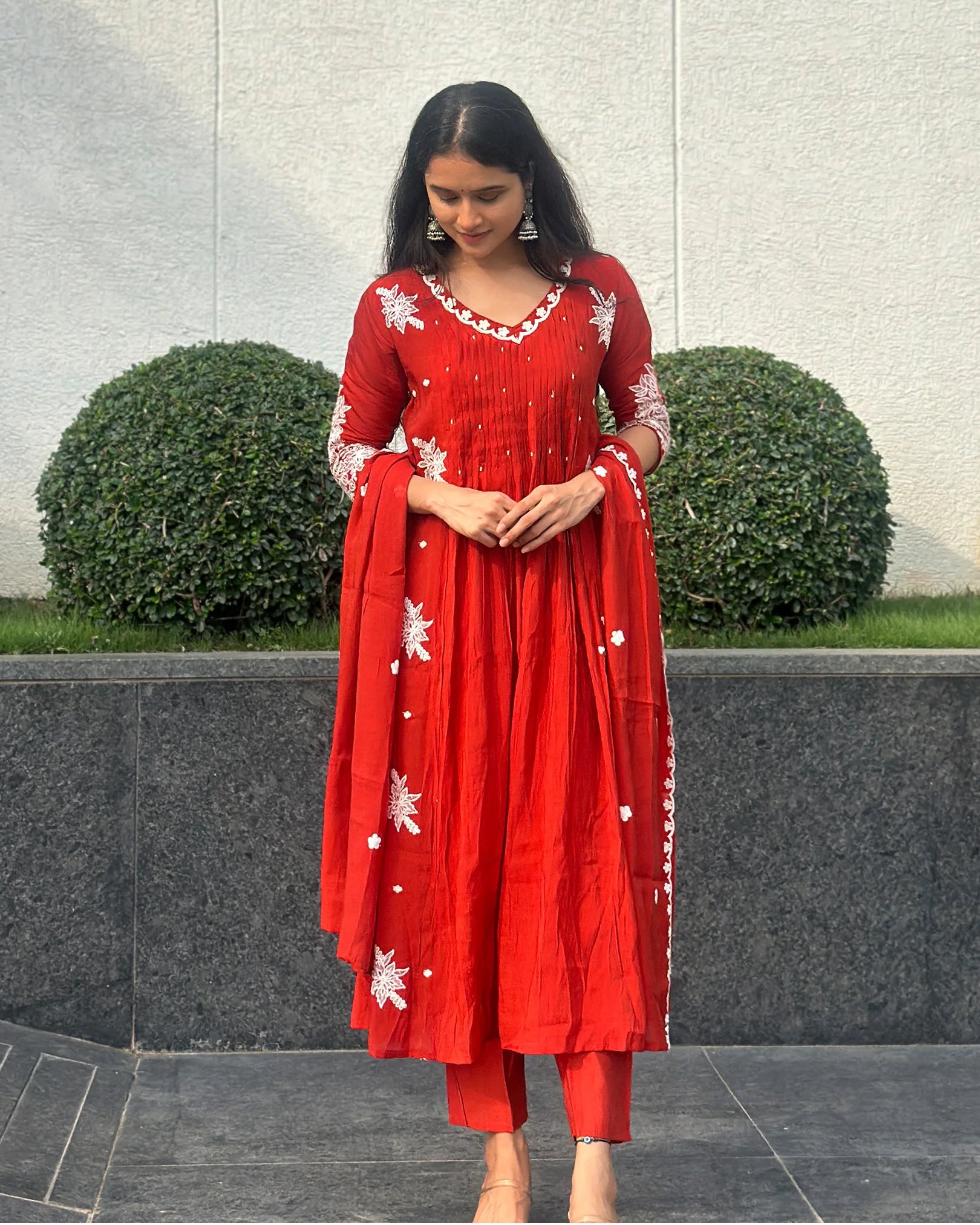 Orange Mulchanderi Anarkali