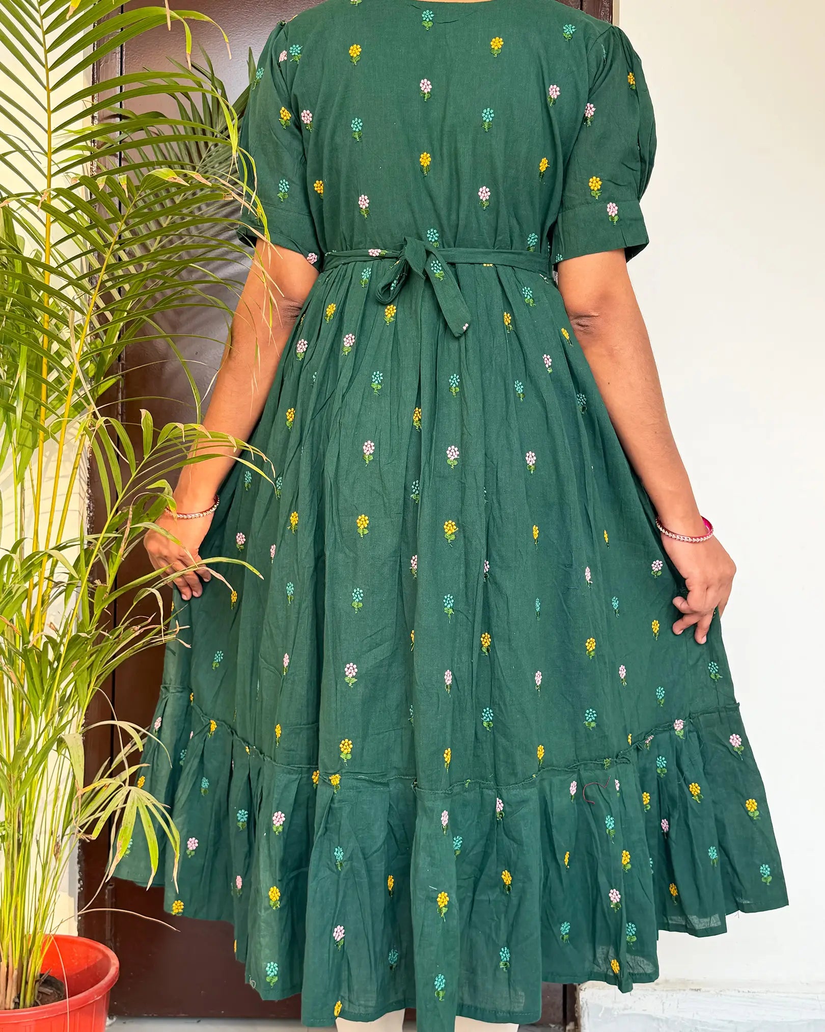 Dark Green Cotton Gown