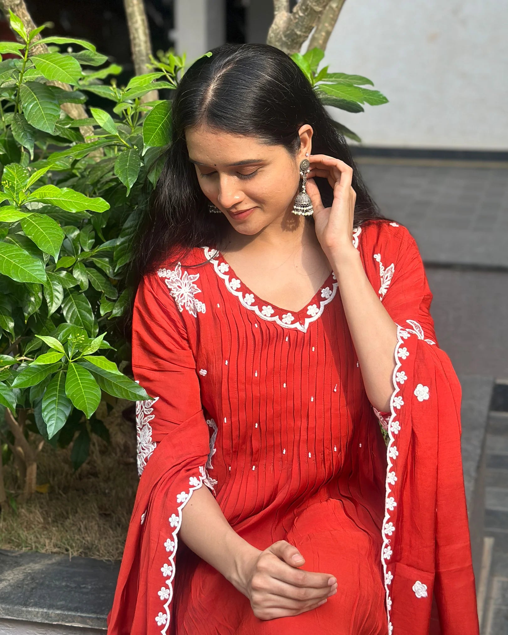 Orange Mulchanderi Anarkali