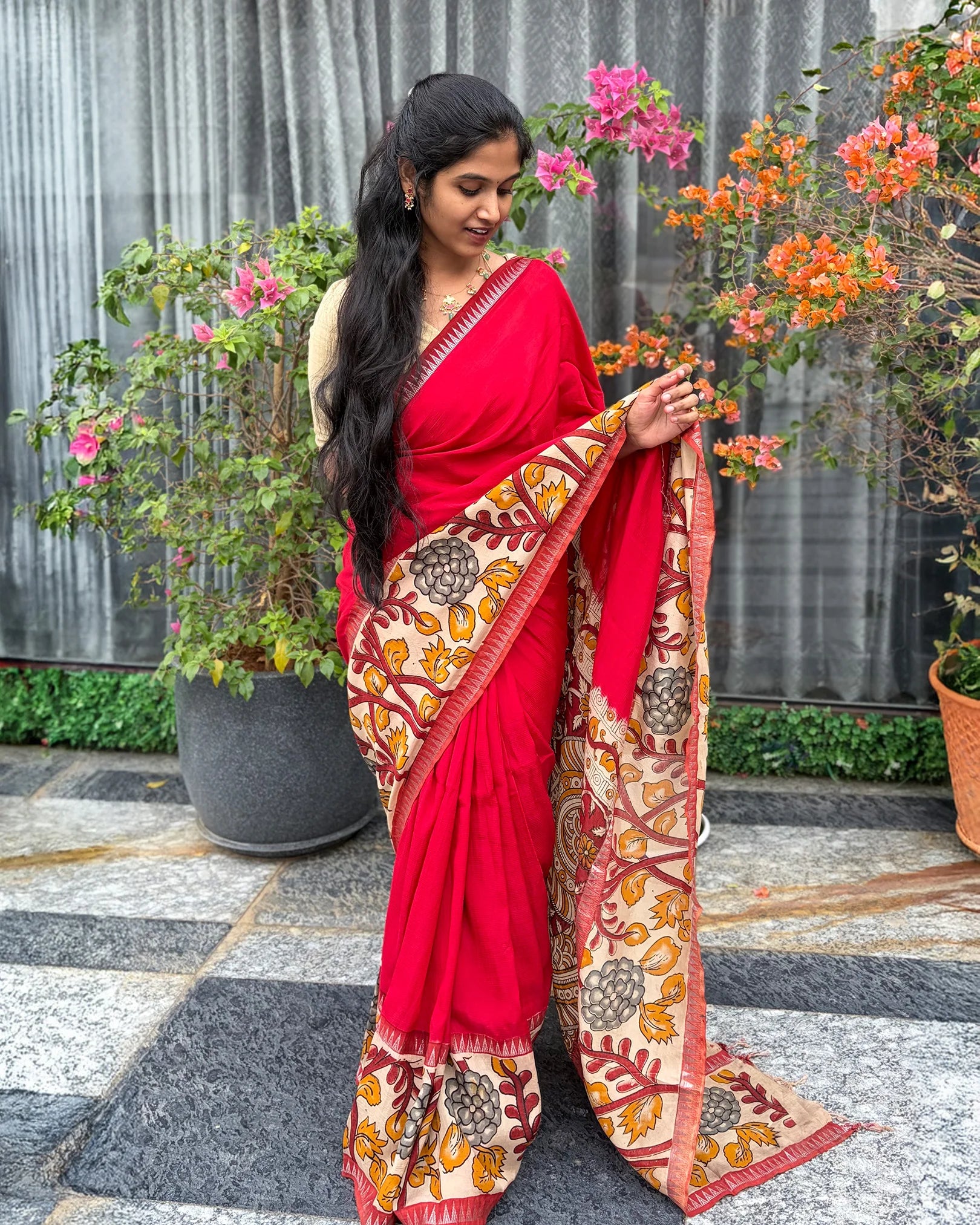 Red Mangalagiri Saree