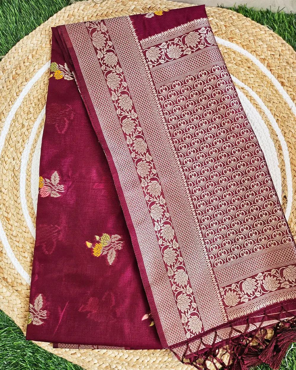 Chiniya Silk Brown Saree
