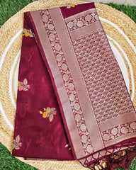 Chiniya Silk Brown Saree