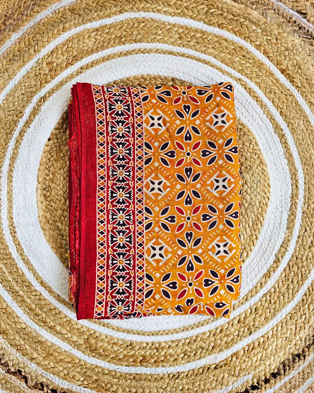 Ajrakh Mul Mul Cotton Sarees