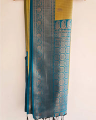 Mehendi Green & Blue Semi Pattu Saree