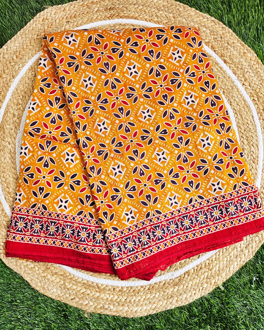 Ajrakh Mul Mul Cotton Sarees
