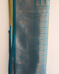 Mehendi Green & Blue Semi Pattu Saree