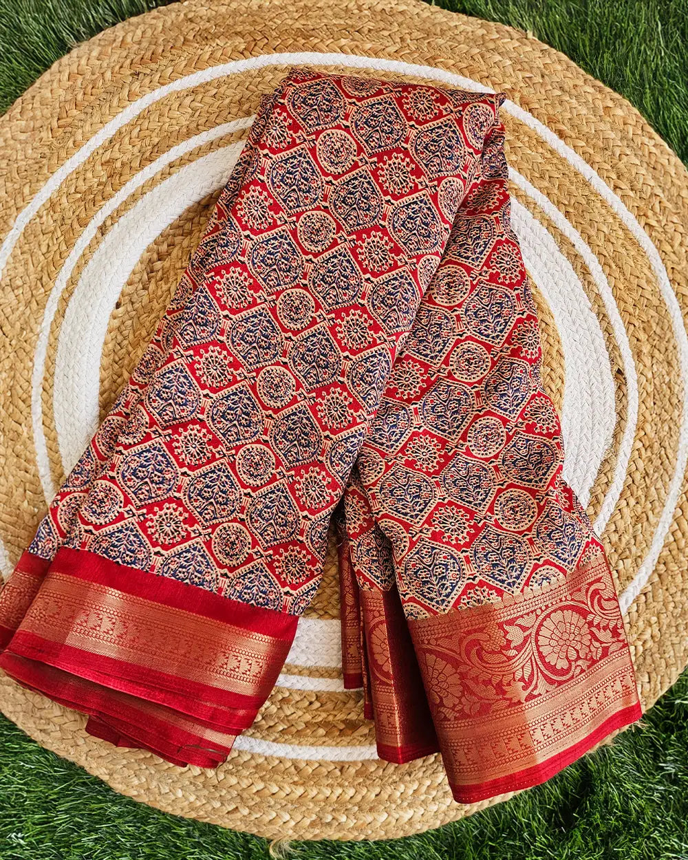 Ajrakh Dola Silk