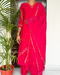 Rani pink hand embroided anarkali