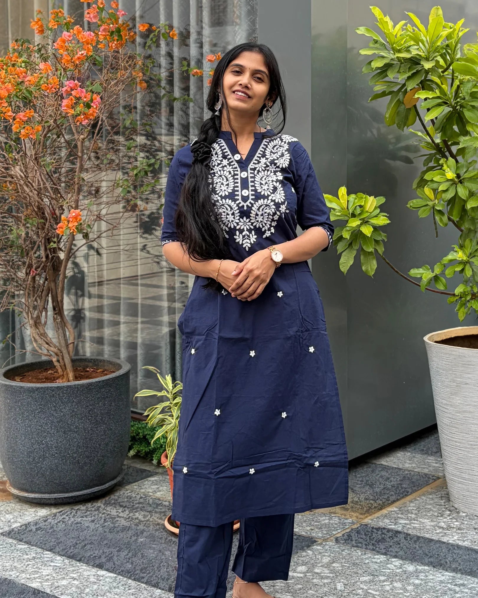 Navy blue Cotton Co-Ord Set