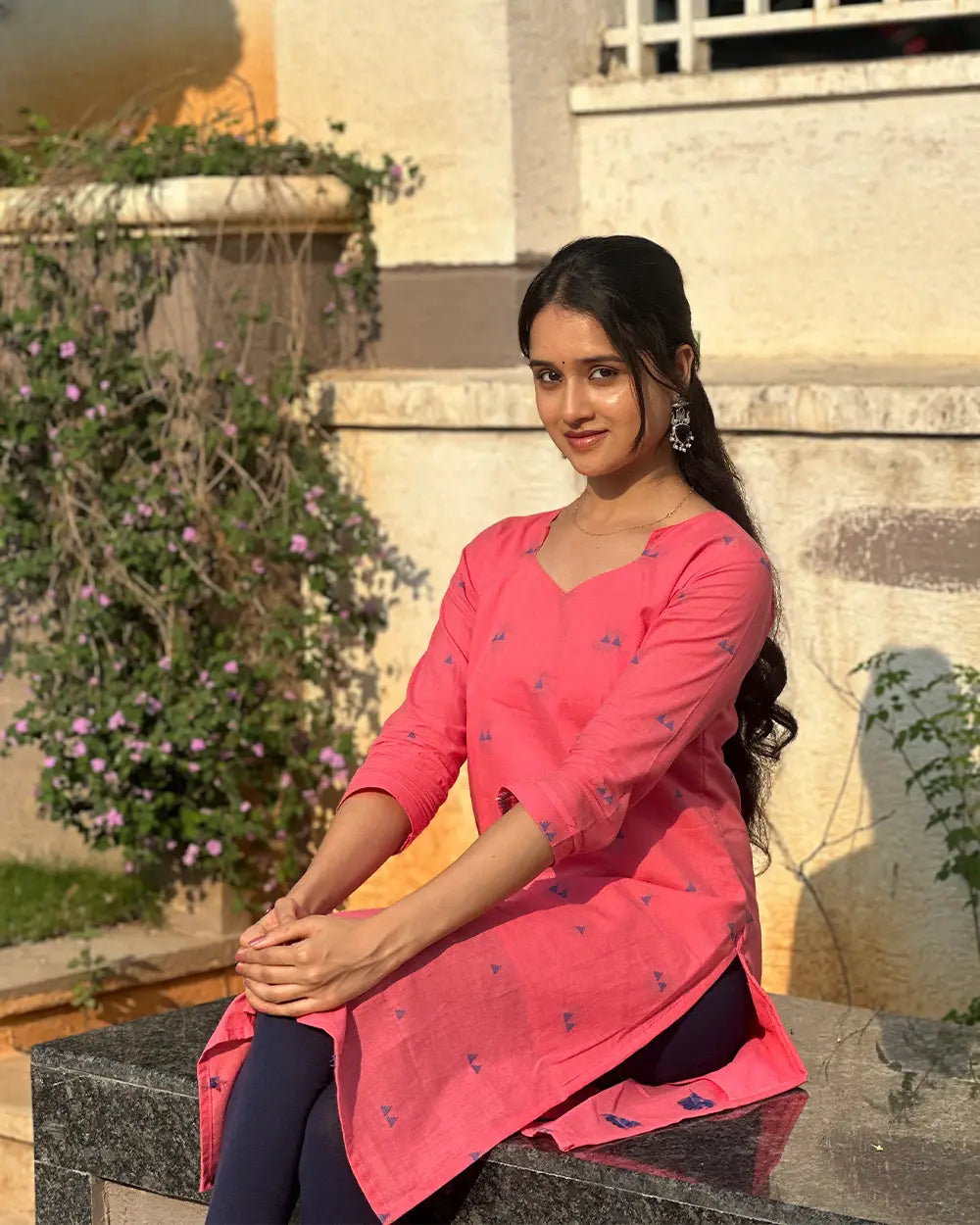 Light Pink Cotton kurti