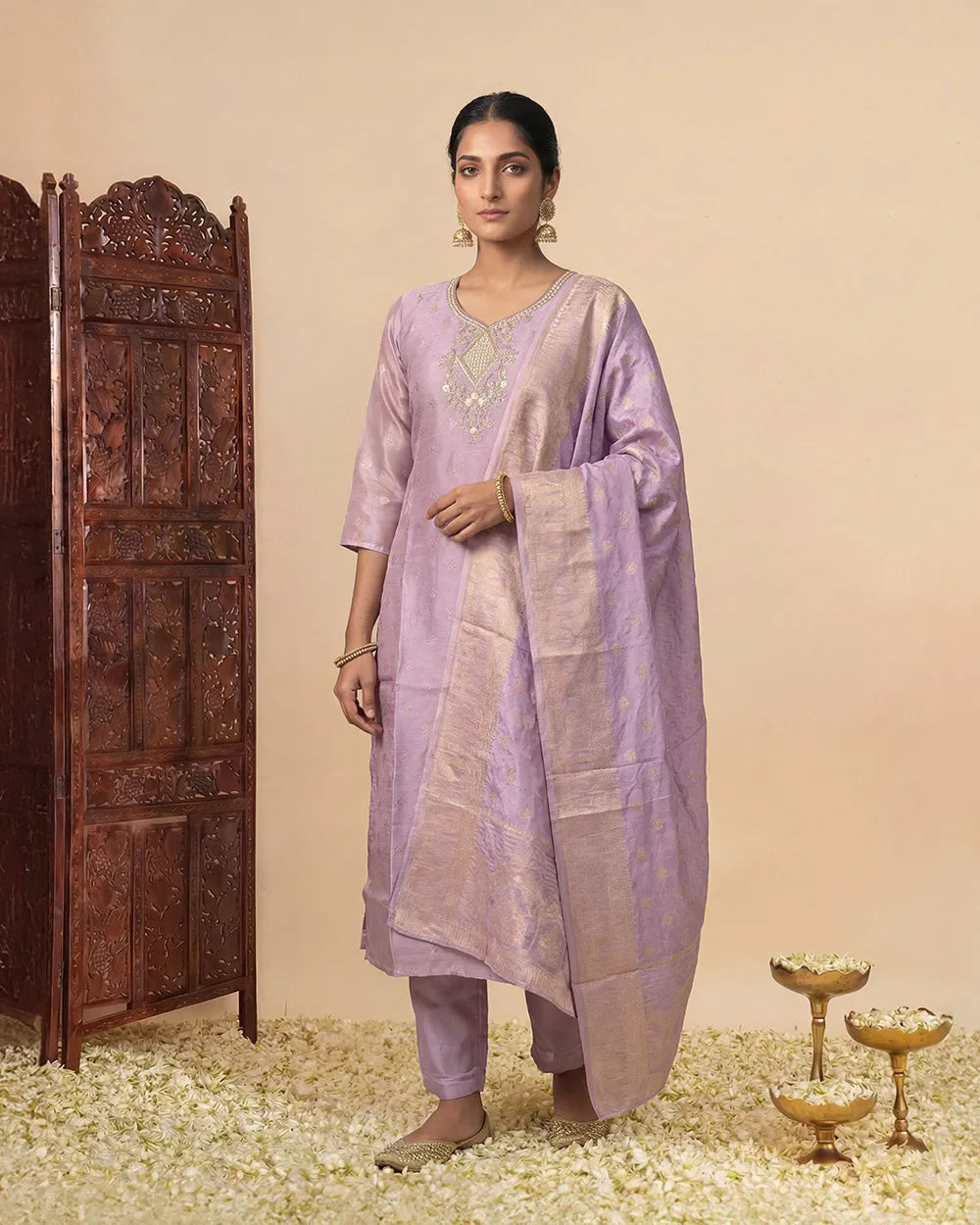 Banarasi Tissue Lavender Set