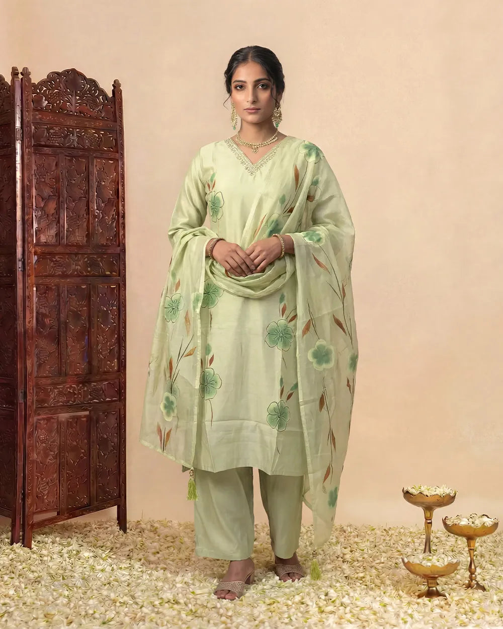 Pista Green Printed Trio