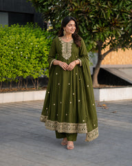 Muslin Jade Anarkali set