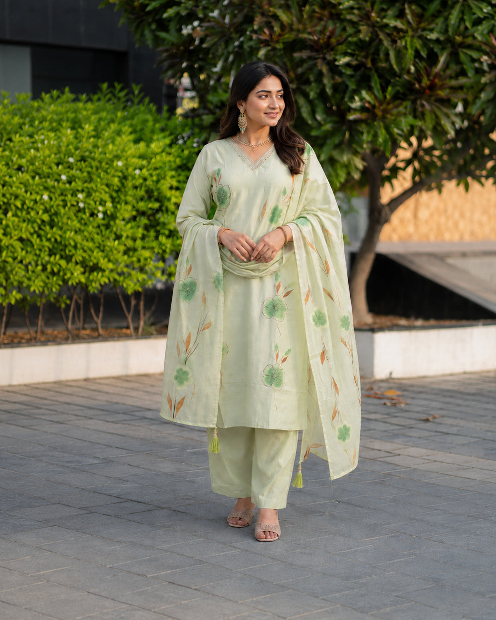 Pista Green Printed Trio